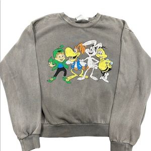 VTG General Mills Cereal Characters Sweater Small Grey Twix Cocoa Puffs Lucky